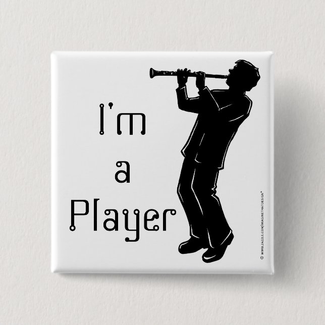 Clarinet, I'm a Player 2 Inch Square Button (Front)
