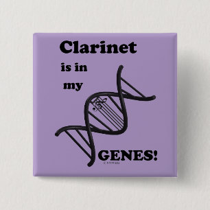 Clarinet in my Genes 2 Inch Square Button
