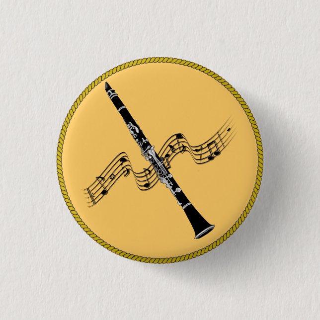 Clarinet Music 1 Inch Round Button (Front)