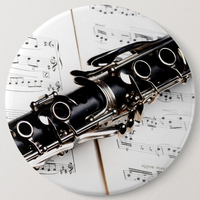 Clarinet Music 6 Inch Round Button (Front)