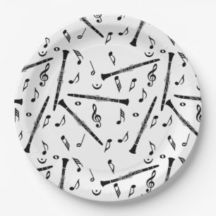 Clarinet Music Note Pattern Paper Plate