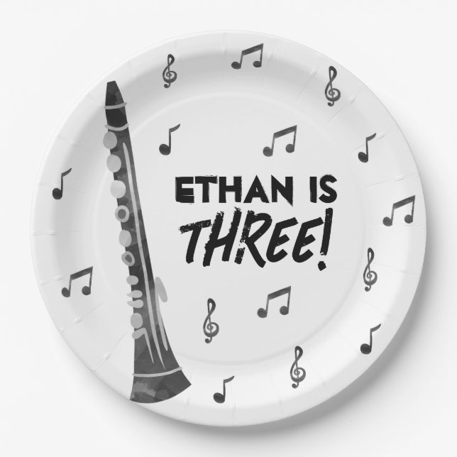 Clarinet Music Theme Birthday Party Paper Plates (Front)