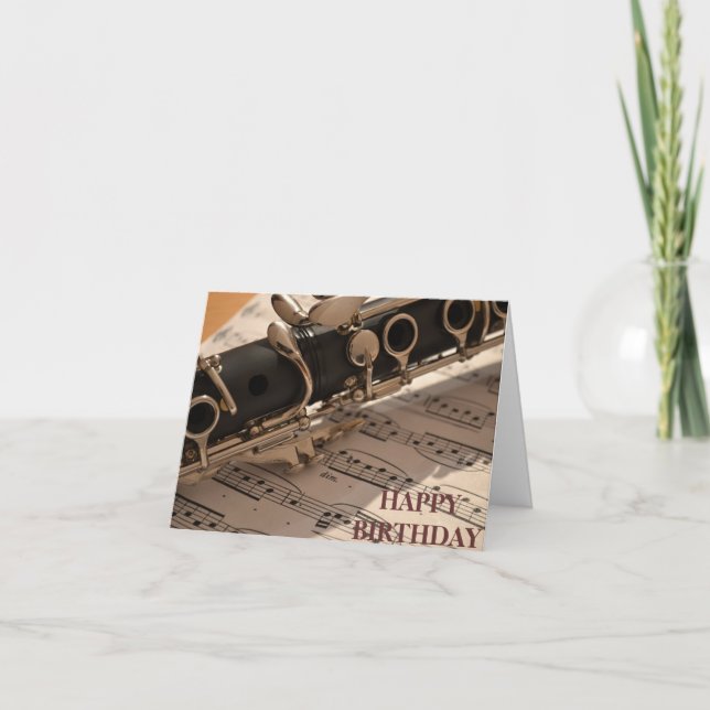 Clarinet musical instrument birthday card (Front)