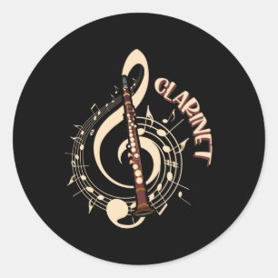 Clarinet Musical Instrument Music Lovers Classic Round Sticker