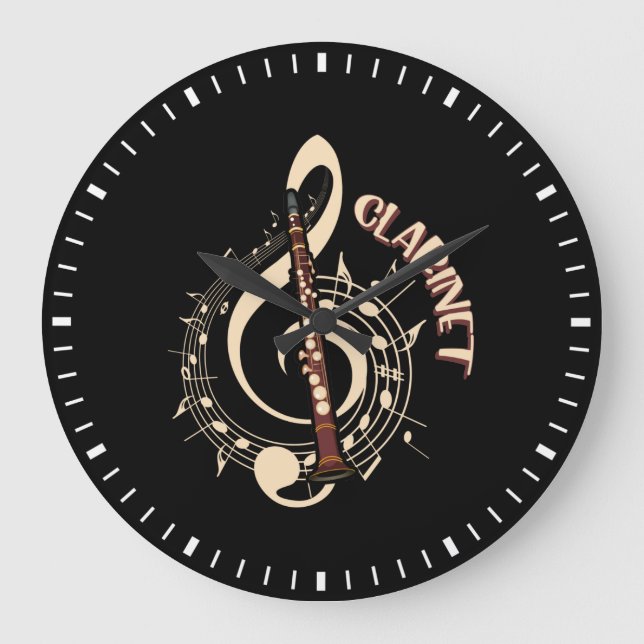 Clarinet Musical Instrument Music Lovers Large Clock (Front)