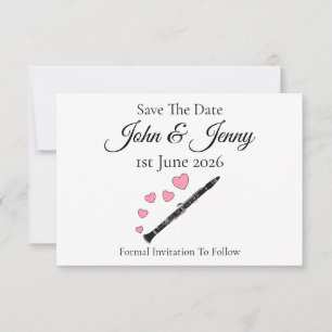 Clarinet Musician Wedding Save The Date