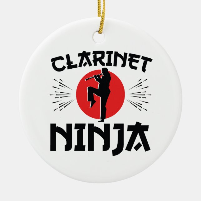 Clarinet Ninja Marching Band Ceramic Ornament (Front)