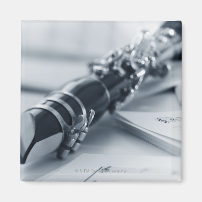 Clarinet on Music Sheets Magnet (Front)