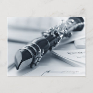 Clarinet on Music Sheets Postcard