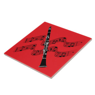 Clarinet on musical background tile