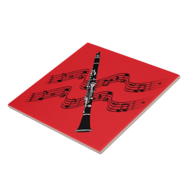 Clarinet on musical background tile (Side)