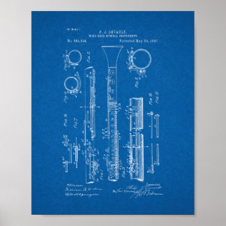 Clarinet Patent - Blueprint Poster
