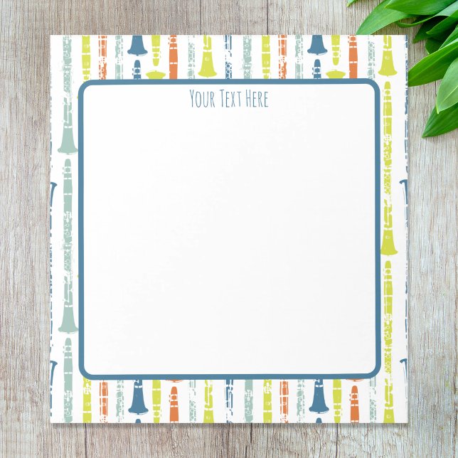 Clarinet Personalized Musical Instrument Gift Notepad (Personalized clarinet themed notepad)