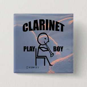 Clarinet Play Boy 2 Inch Square Button