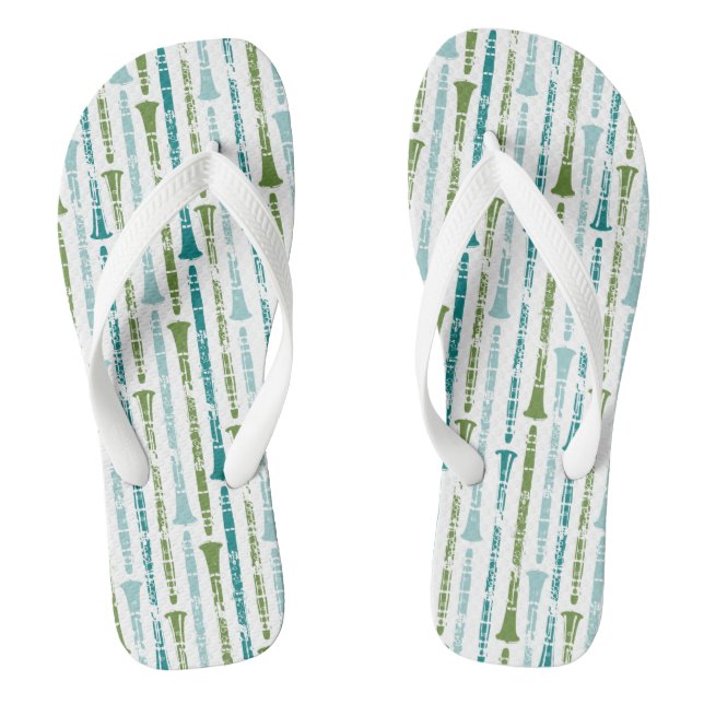 Clarinet Player Gift Musical Instrument Band Theme Flip Flops (Footbed)