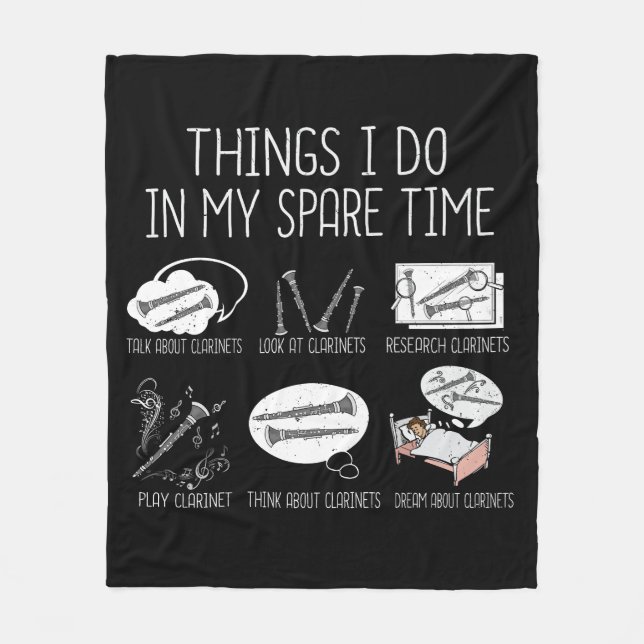 Clarinet Player Men Orchestra Funny Clarinet Fleece Blanket (Front)
