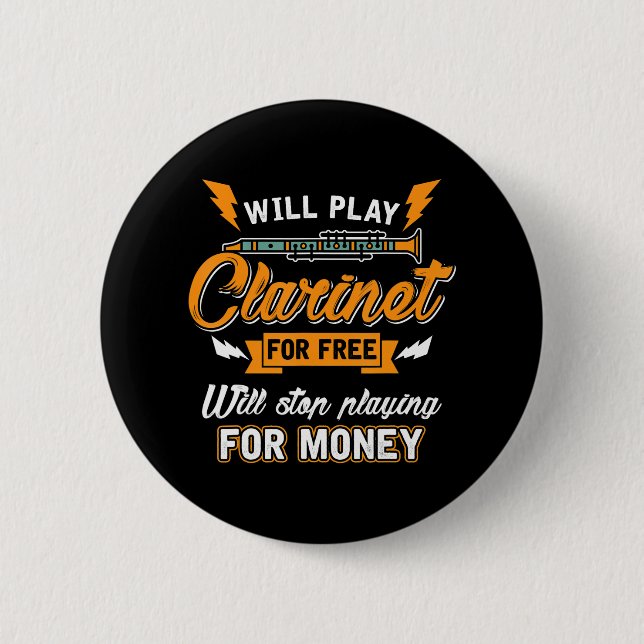 Clarinet Player Music Funny Band 2 Inch Round Button (Front)