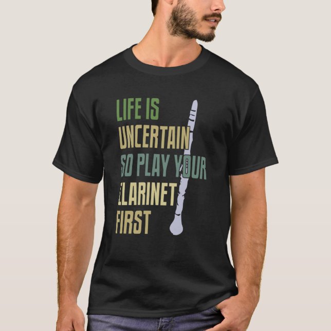 Clarinet Player Retro Style T-Shirt (Front)