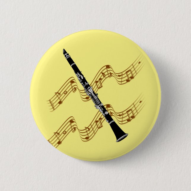 Clarinet, popular design, 2 inch round button (Front)