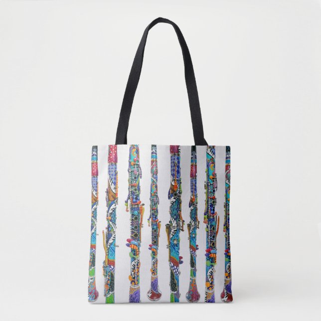 Clarinet Print, Colourful Clarinets, Clarinet Love Tote Bag (Front)