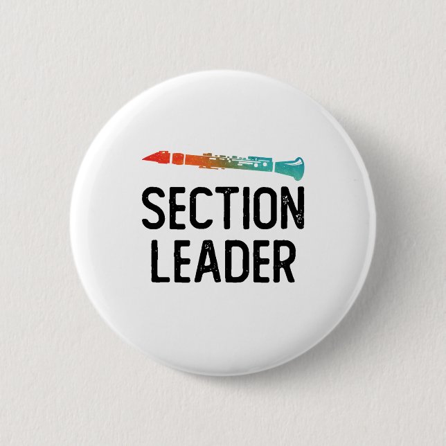Clarinet Section Leader Marching Band 2 Inch Round Button (Front)