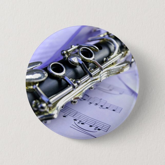 Clarinet Sheet Music Band Orchestra 2 Inch Round Button (Front)