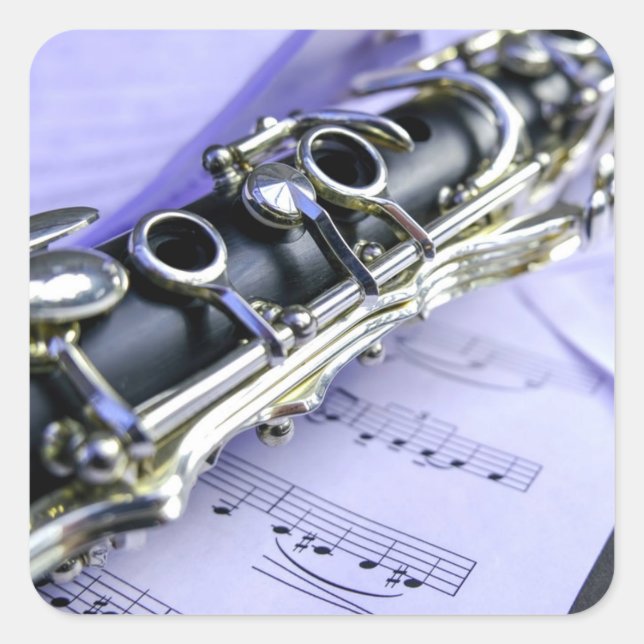 Clarinet Sheet Music Band Orchestra Square Sticker (Front)