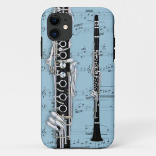 Clarinet & sheet music phone case. Pick colour iPhone 11 Case