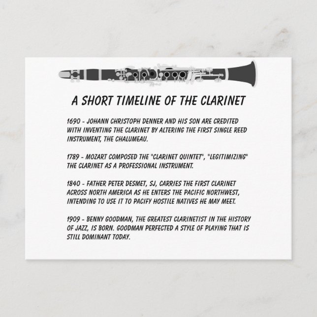 Clarinet Timeline Postcard (Front)