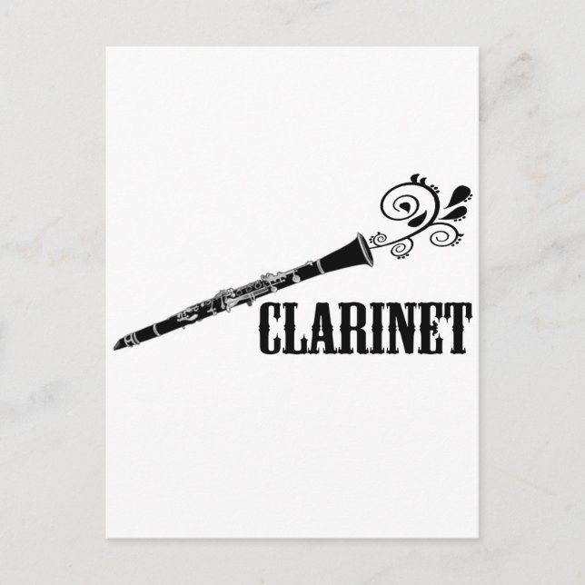 Clarinet Vector Swirl Design Postcard (Front)