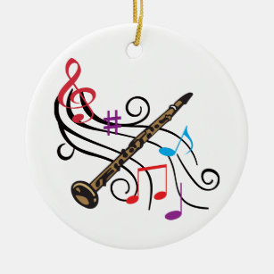 Clarinet With Music Ceramic Ornament