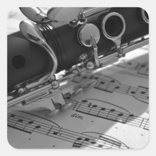 Clarinet with Sheet Music Square Sticker
