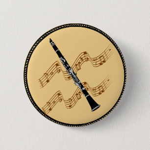 Clarinet, woodwind instrument 2 inch round button