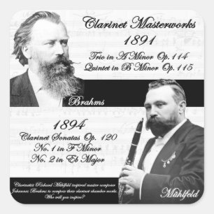 Clarinetist Mühlfeld inspired Brahms Square Sticker