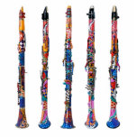 Clarinets Sculpture, Colourful Clarinet Statuette Standing Photo Sculpture<br><div class="desc">Colourful Clarinets Gift Statuette by Juleez featuring hand painted clarinets by artist Julie Borden. Whimiscal clarinets with bright colours.</div>
