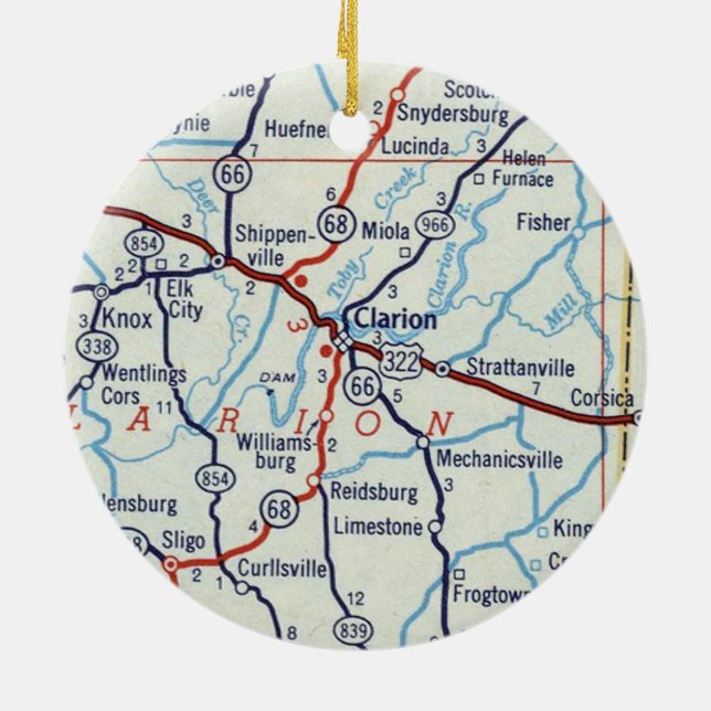 Clarion PA Ceramic Ornament (Back)