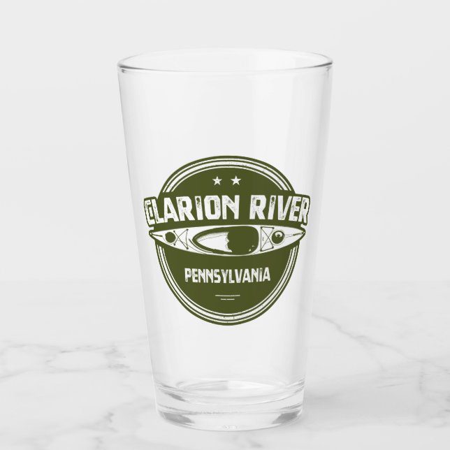 Clarion River Pennsylvania Kayaking Glass (Front)