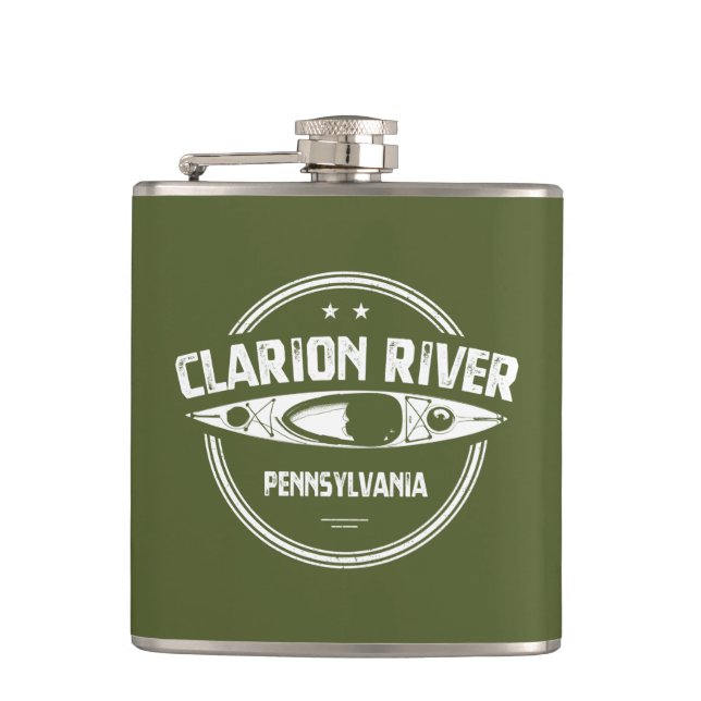 Clarion River Pennsylvania Kayaking Hip Flask (Front)
