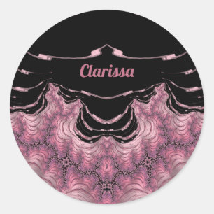CLARISSA ~ Black and Pink ~ Classic Round Sticker
