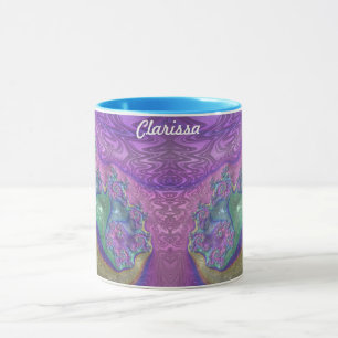 ~ CLARISSA ~ GLOSSY 3D Glossy Green Purple Blue  Mug