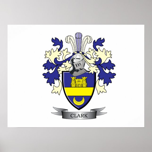 Clark Family Crest Coat of Arms Poster (Front)