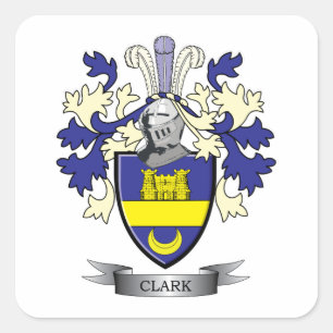 Clark Family Crest Coat of Arms Square Sticker