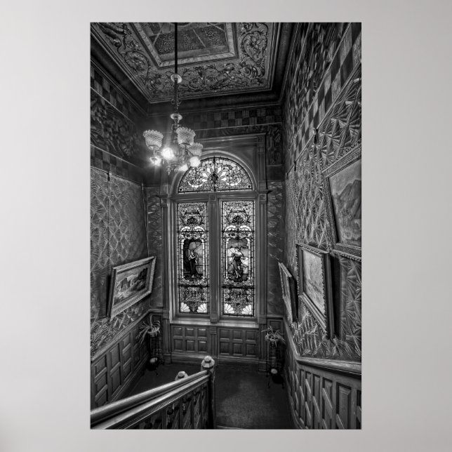 Clark Mansion Stained Glass Stairway - Butte Monta Poster (Front)