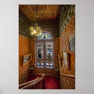Clark Mansion Stained Glass Stairway - MONTANA Poster