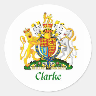 Clarke “Clarke Coat of Arms” “Clarke Family Crest” Classic Round Sticker