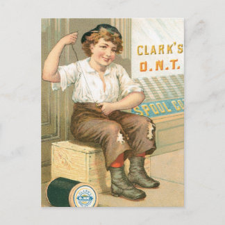 Clarks Boy Sewing Pants Postcard
