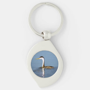 Clark's Grebe Painting - Original Bird Art Keychain