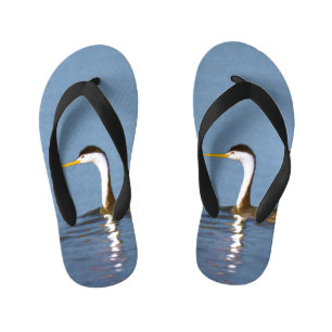 Clark's Grebe Painting - Original Bird Art Kid's Flip Flops