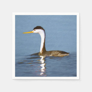 Clark's Grebe Painting - Original Bird Art Napkin