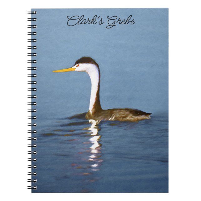 Clark's Grebe Painting - Original Bird Art Notebook (Front)